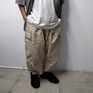 断码 K781 处理松紧腰特宽阔腿剪裁春夏纯棉舒适透气九分卡其休闲裤