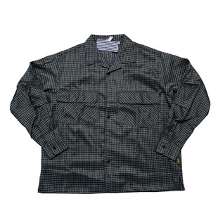 包邮 潮牌设计宽松工装 Y215 衬衫 男 多口袋复古格纹古巴领格子长袖