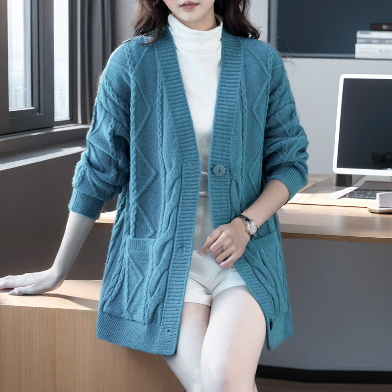 羊毛衫毛衣外套女针织短款粗线厚