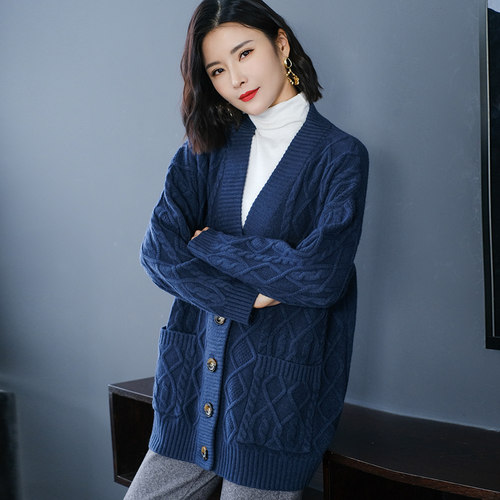 2025年羊毛衫外套开衫女短款v领