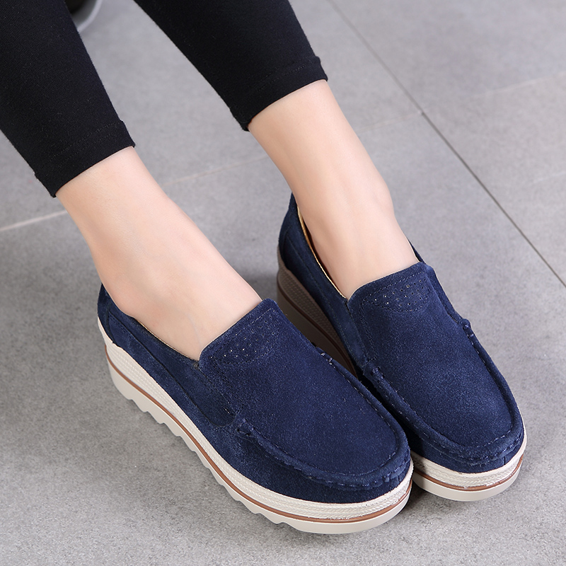 厚底加绒大码英伦风真皮休闲鞋