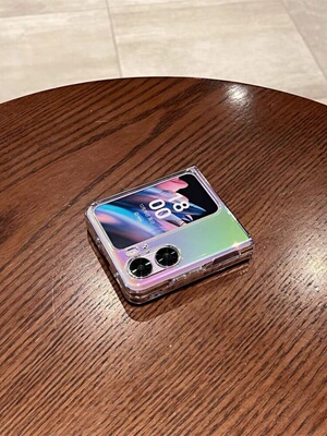适用于OPPOFindN2Flip手机壳镭射渐变翻盖保护套简约N超薄oppo find n3 flip女高级新款炫彩电镀彩色透明磨砂