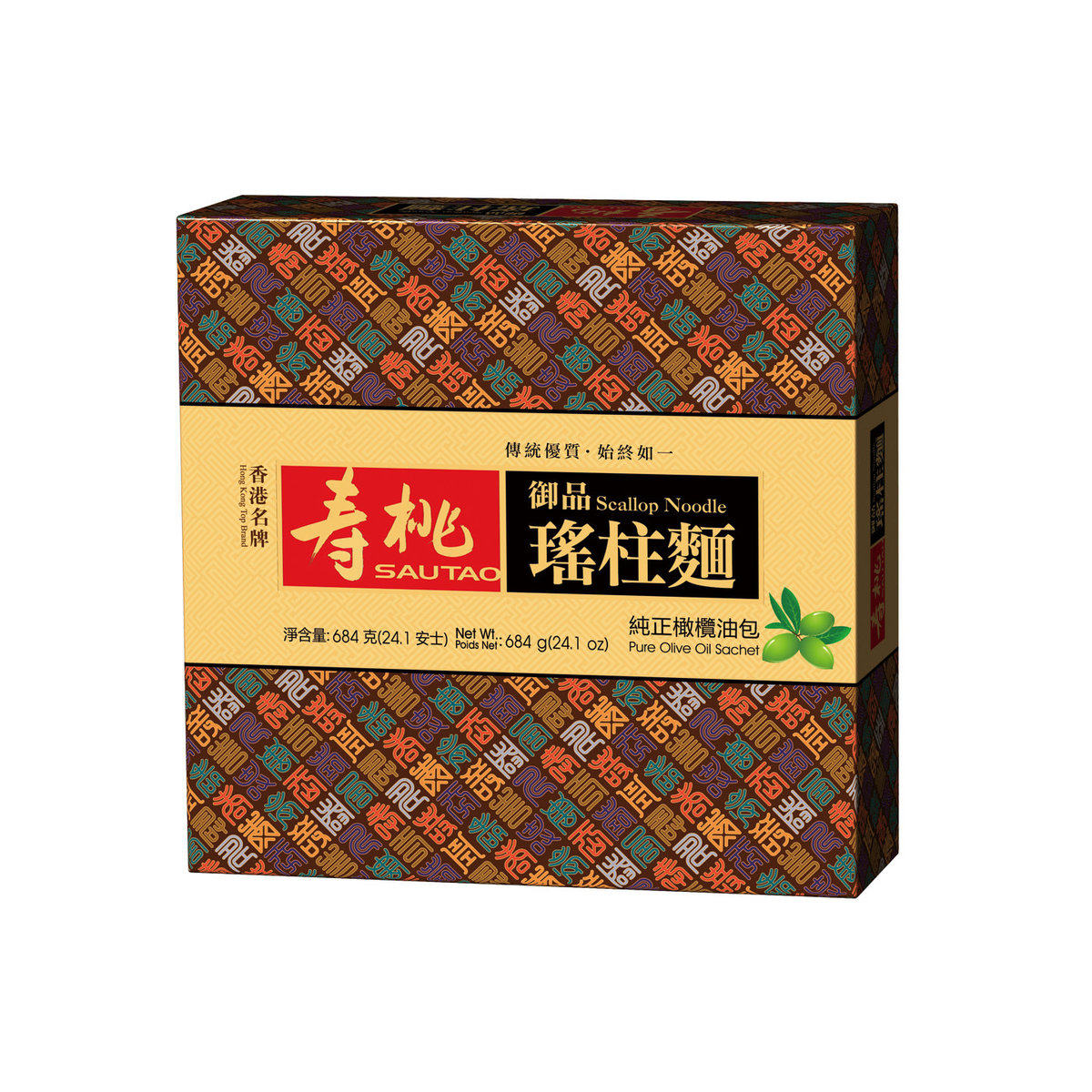 香港寿桃牌 -寿桃御品瑶柱面礼盒新年送礼年货12个装