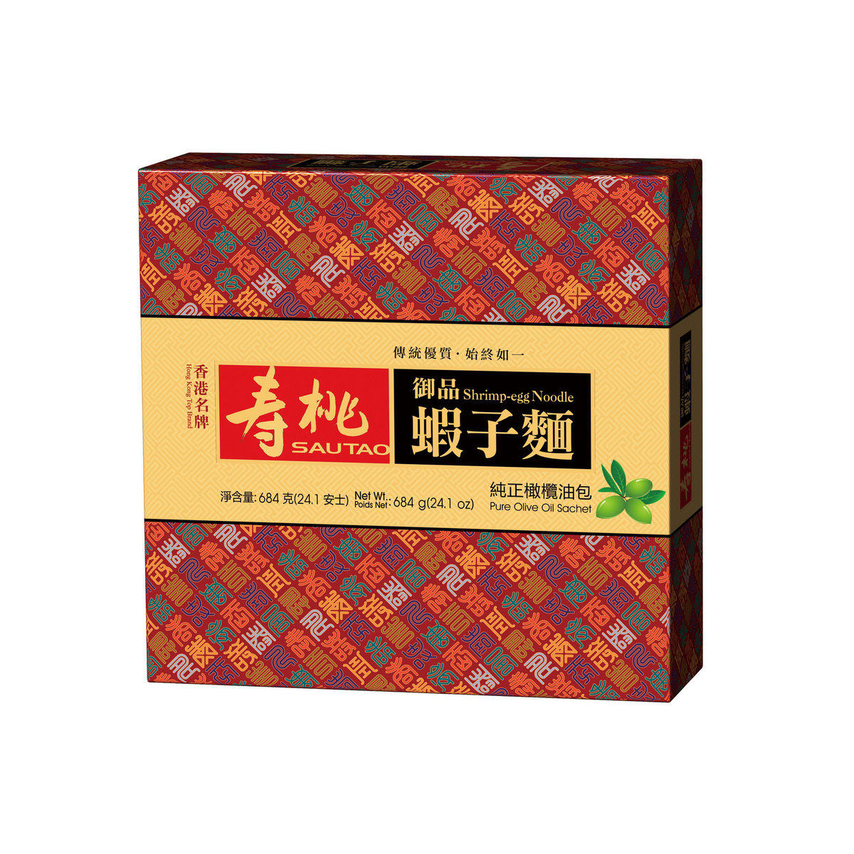 香港寿桃牌 - 寿桃御品虾子面礼盒 (12个装)新年送礼年货12个装