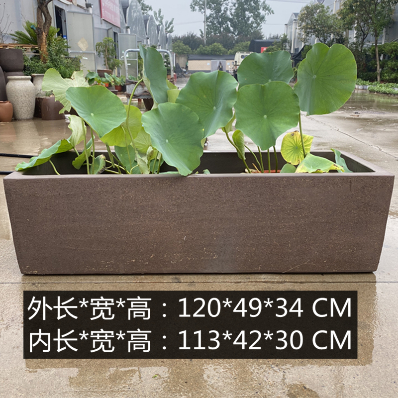 长方花盆特大号素面马槽陶土盆落地花箱粗陶花盆陶罐组合长方鱼i.