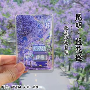云南昆明蓝花楹景点滇池磁吸冰箱贴创意旅游文创收藏纪念品打卡