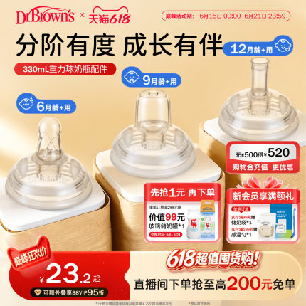 【仅适用布朗博士330mlPPSU重力球奶瓶】 重力球吸管吸嘴配件套装