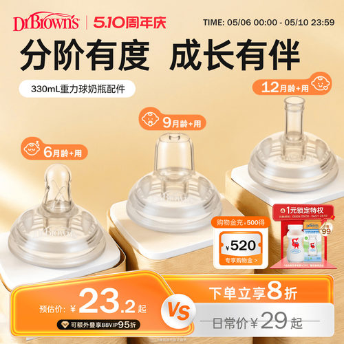 【仅适用布朗博士330mlPPSU重力球奶瓶】 重力球吸管吸嘴配件套装