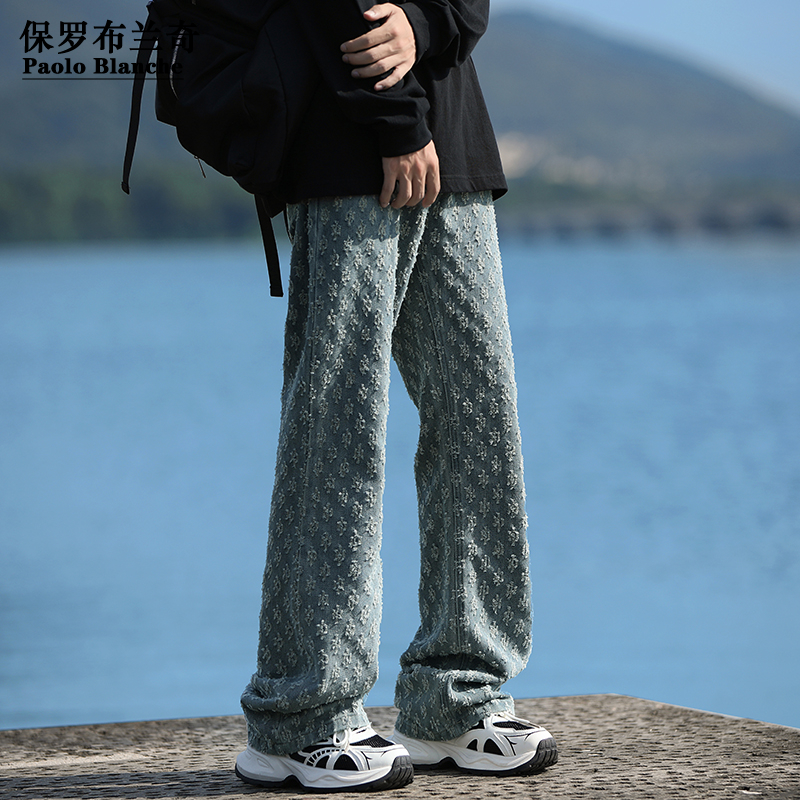 保罗男士2025春秋新款亲肤休闲裤宽松透气阔腿裤百搭免烫直筒长裤