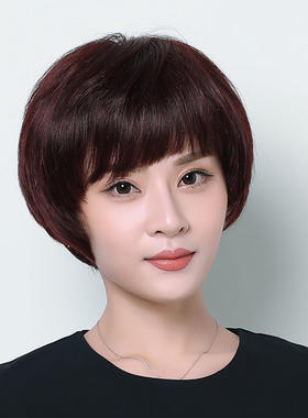 中老年假发真发女短发真人干练