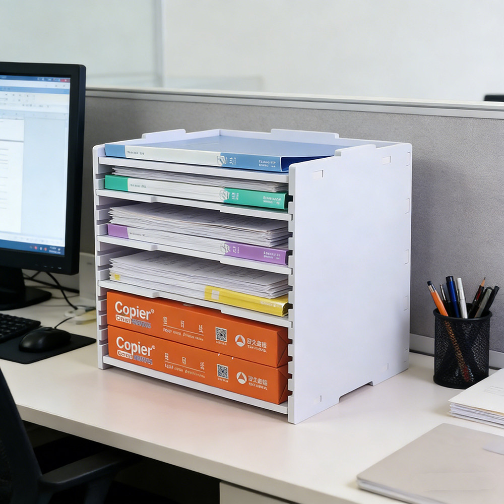 叠加文件架A4纸学生书架多层资料架分层办公资料整理架桌面收纳柜