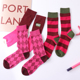 粉色袜子女高筒秋冬款 条纹撞色刺绣潮流甜欲韩国风鲨鱼裤 专用袜子