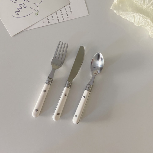 不锈钢刀叉勺白色ins风餐具甜品