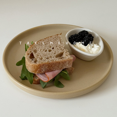 Tuxton哑光燕麦色竖边盘磨砂釉早餐面包盘甜品盘brunch餐盘意面盘
