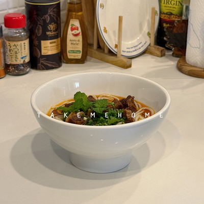 Tuxton白色斗笠面碗大号汤面碗好看拉面碗米线螺蛳粉碗加厚不烫手