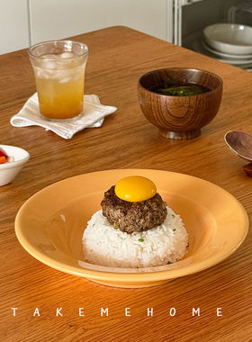 Tuxton复古橙黄色汤盘意面盘水果沙拉盘炒饭盖饭咖喱饭盘家用菜盘
