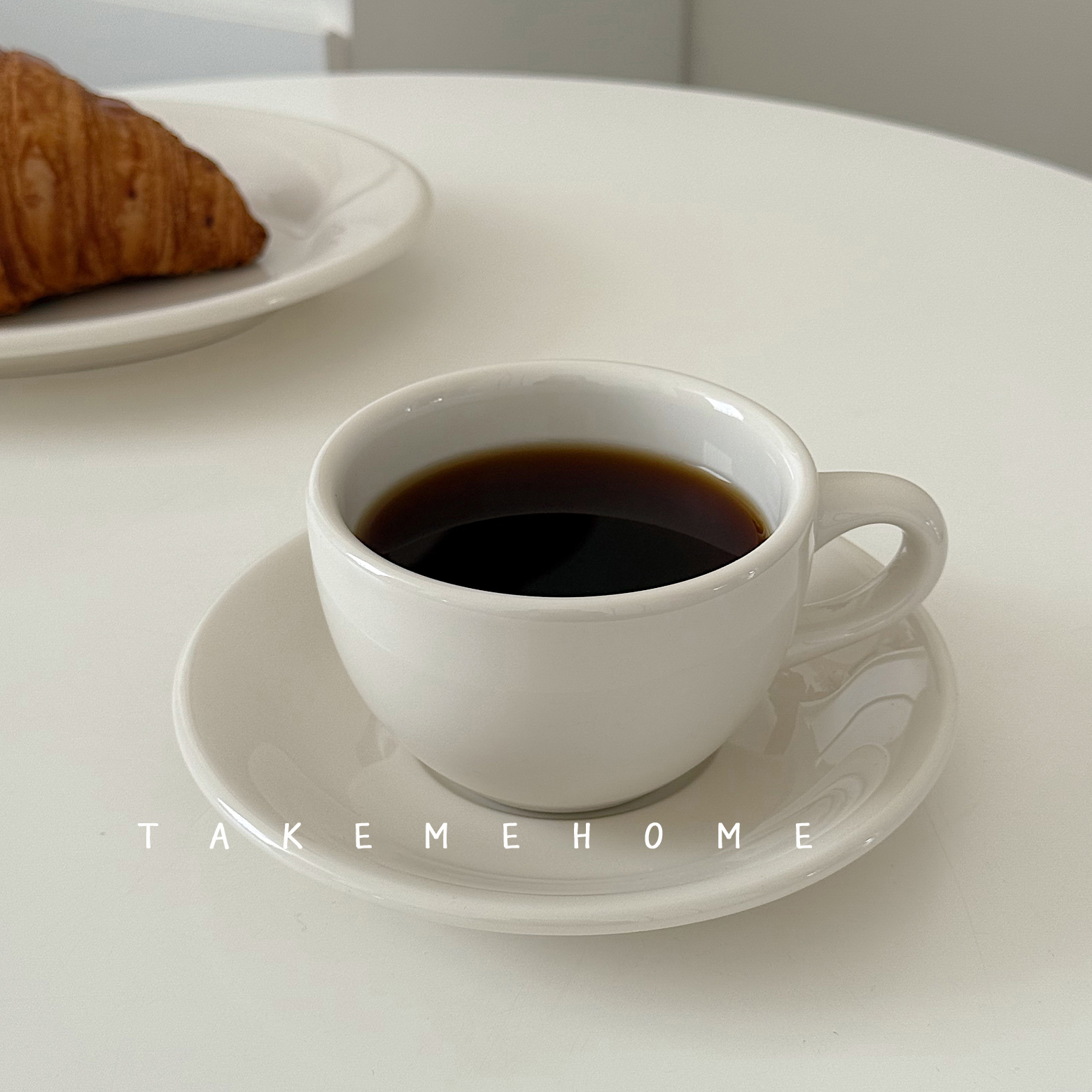 takemehome乳白咖啡杯碟套装卡布奇诺杯子