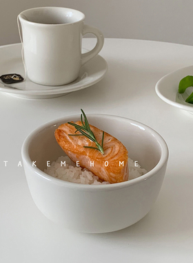 takemehome乳白好看漂亮吃饭的碗小号4寸家用高颜值一人食精致ins