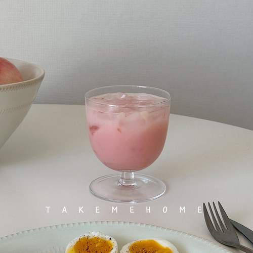 takemehome可爱矮脚玻璃杯复古甜品冰淇淋冷饮杯气泡水咖啡酒杯