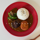 takemehome红色圆盘咖喱意面盘早餐甜品面包盘brunch餐盘新年喜庆