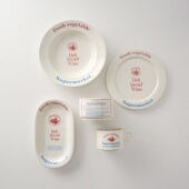 ins韩国博主款 复古英文字母无花果奶油色陶瓷餐具马克杯碟碗汤盘