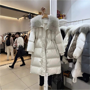 东大门韩国原版狐狸毛羽绒服女中长款冬新款收腰显瘦过膝加厚外套