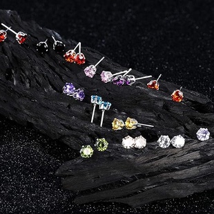 施家华子2mm-9mm耳蜗耳骨耳钉超闪彩钻女医用级钛钢防过敏防爆闪
