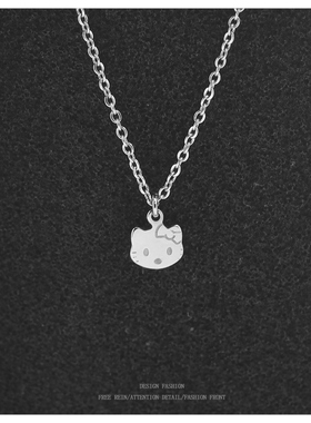 小KT凯蒂猫头项链女孩子轻奢小众锁骨链韩版网红气质饰品