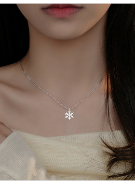 日韩版钛钢玫瑰金14K雪花项链装饰链饰品锁骨链女时尚短款防过敏