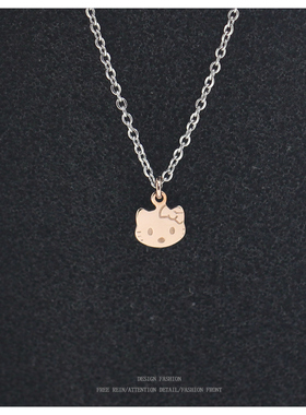 小KT凯蒂猫头项链轻奢小众锁骨项链春夏高级感送生日礼物不掉色