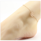 镂空几何花脚链女生小众设计感镀玫瑰金不掉色新款 轻奢气质足链女