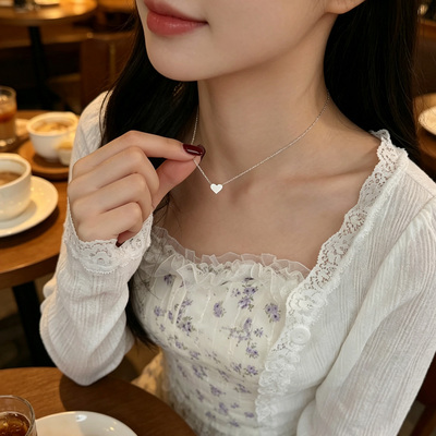 简约迷你心形锁骨链女轻奢小众设计感520送女友生日礼物百搭项链