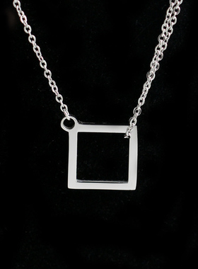 三线4方块通勤百搭钛钢三链闪亮细简约项链锁骨链吊坠不掉色配饰