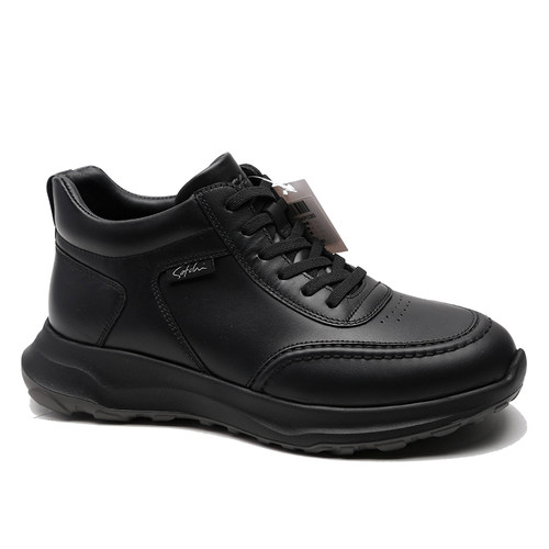 沙驰男鞋2026冬季厚底加绒保暖户外棉鞋休闲时尚真皮皮鞋大码鞋
