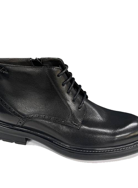 沙驰男鞋2025冬季防滑加绒保暖商务正装棉鞋高帮皮鞋A12C9G2127-3