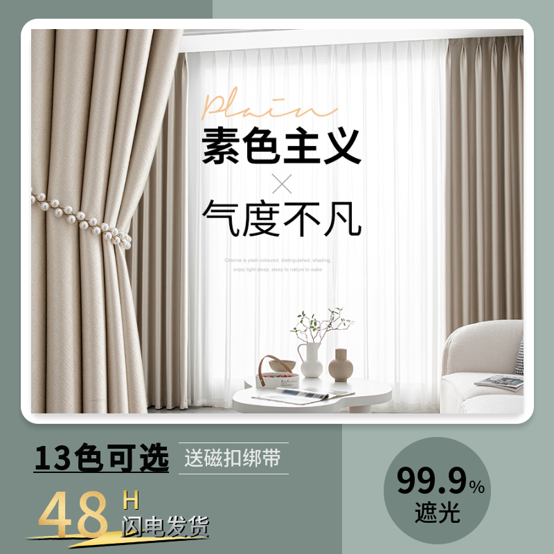 简约现代100%遮光客厅卧室布窗帘