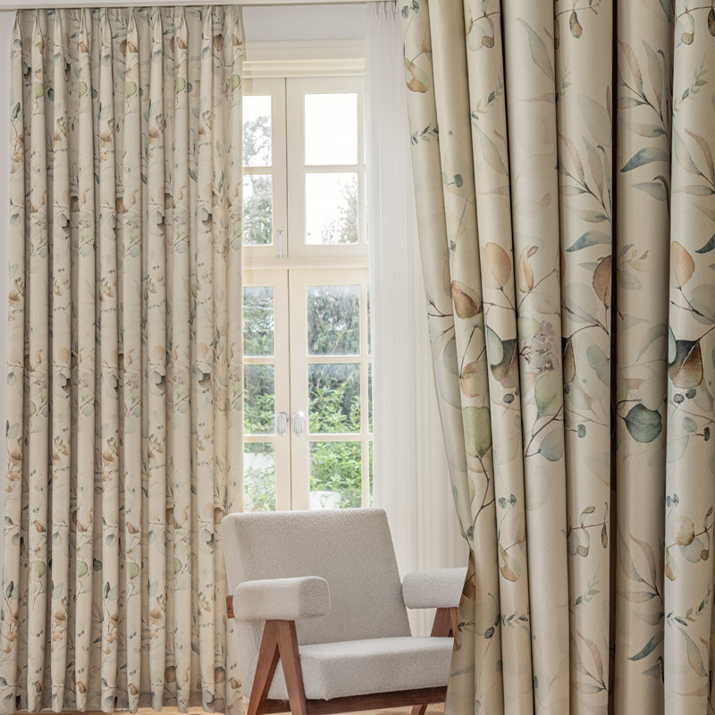 羊绒雪尼尔数码印花全遮光复古中式成品客厅落地窗帘飘窗卧室定制,居家布艺,定制窗帘,淘宝优惠券,粉丝福利购,淘宝优惠卷