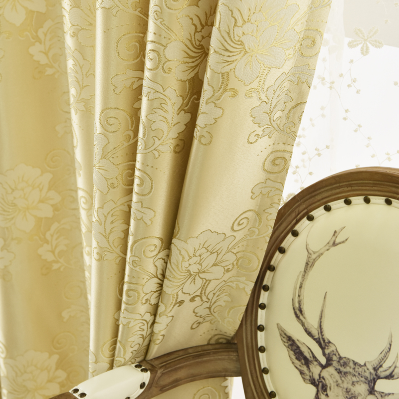 欧式提花高精密遮光布 成品定制新款奢华网红窗帘卧室客厅落地窗c