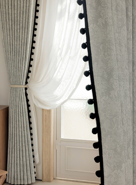 立体3D浮雕提花雪尼尔高遮光窗帘灰色成品客厅落地帘轻奢飘窗定制