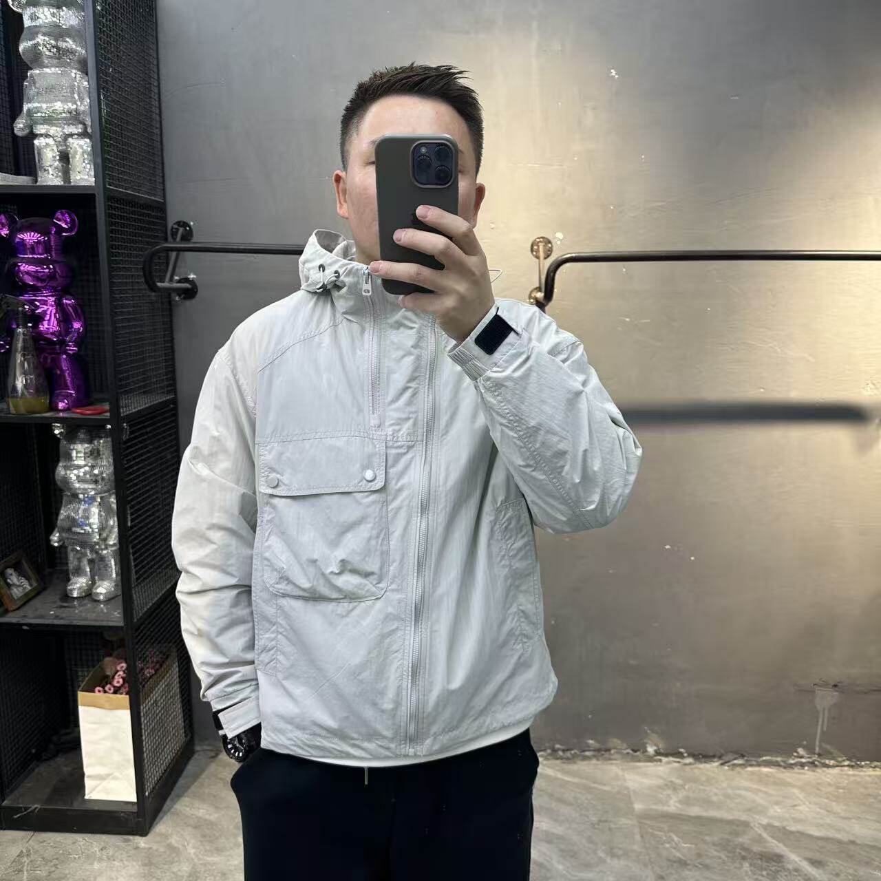 设计感工装连帽外套2026春季新款痞帅日系夹克男士潮牌宽松双拉链