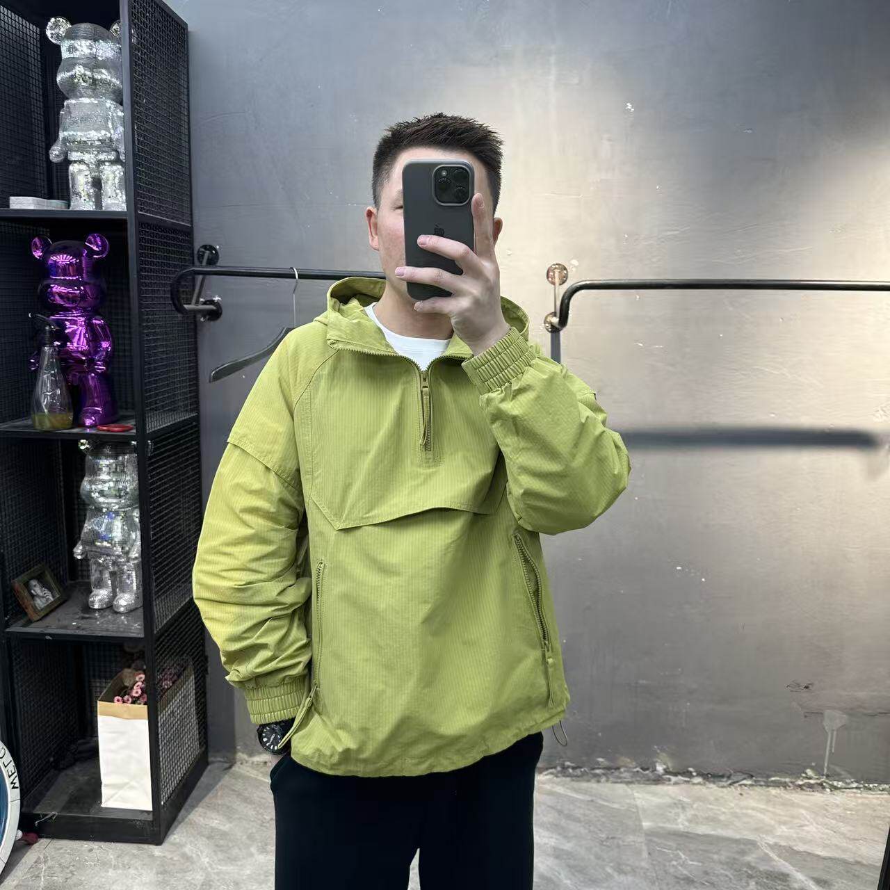 连帽休闲套头夹克外套男2026春季新款工装扩版时尚百搭宽松冲锋衣