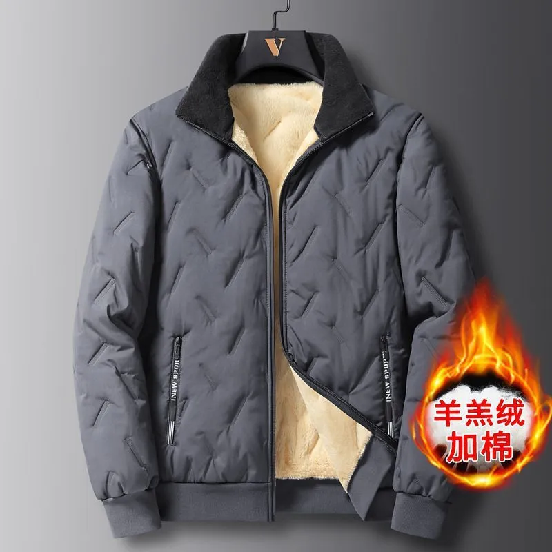 青年冬季保暖羊羔绒棉衣外套男加棉衣