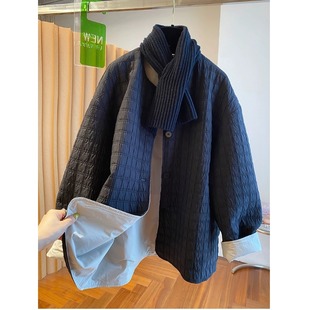 折扣高级感轻薄棉服女2025新款 冬宽松休闲圆领上衣棉夹棉外套薄款