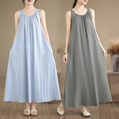 夏季 超长连衣裙共10色纯色 下自由系列松弛感懒人裙极简无袖 新款 装