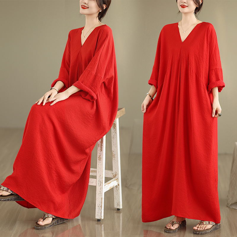 文艺大码连衣裙2025年秋季新款