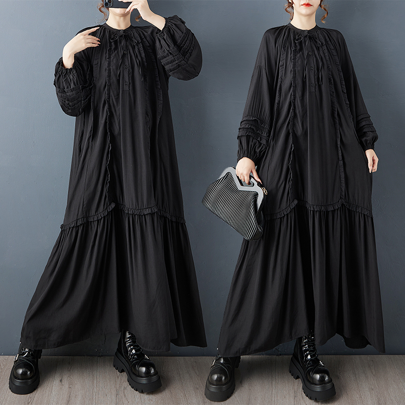 暗黑风大码连衣裙2025年冬季新款