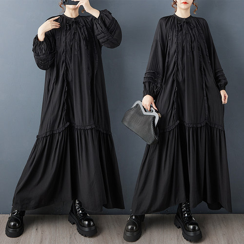 暗黑风大码连衣裙2025年冬季新款