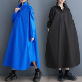 折扣春季 连衣裙爆款 新款 宽松气质后背镂空设计纯色显瘦遮肉中长款