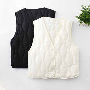轻薄新款羽绒服内搭轻薄保暖背心打底贴身V领马甲内胆外穿纯色
