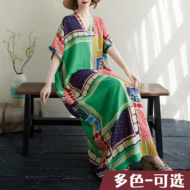 文艺大码连衣裙2025年夏季新款